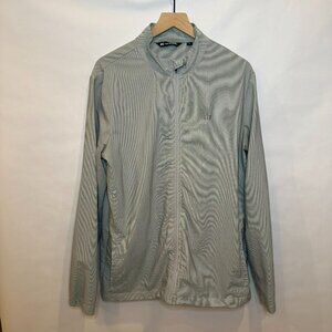 Travis Matthew, full zip jacket, golf performance blue gray stripes L